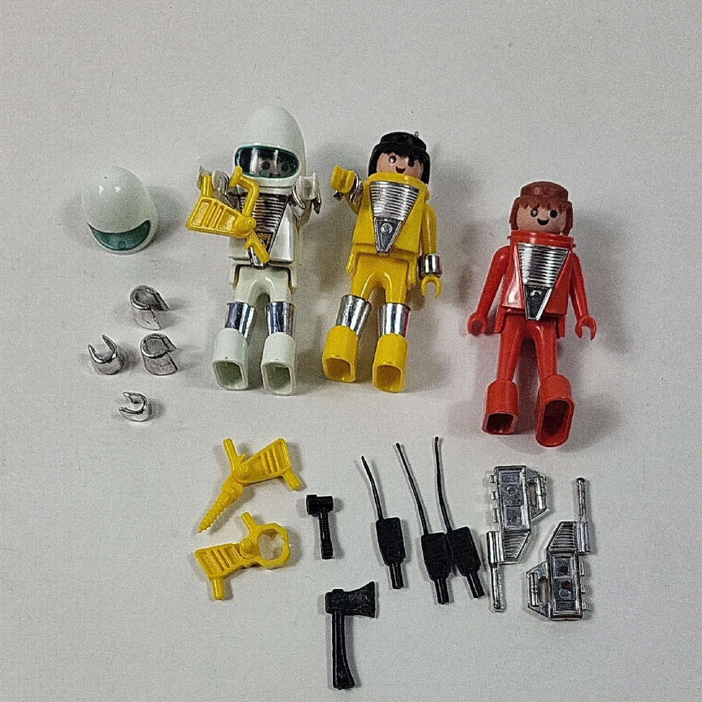 Set Of 3 Vintage 1974 Playmobil Space Astronauts Figures & Accessories
